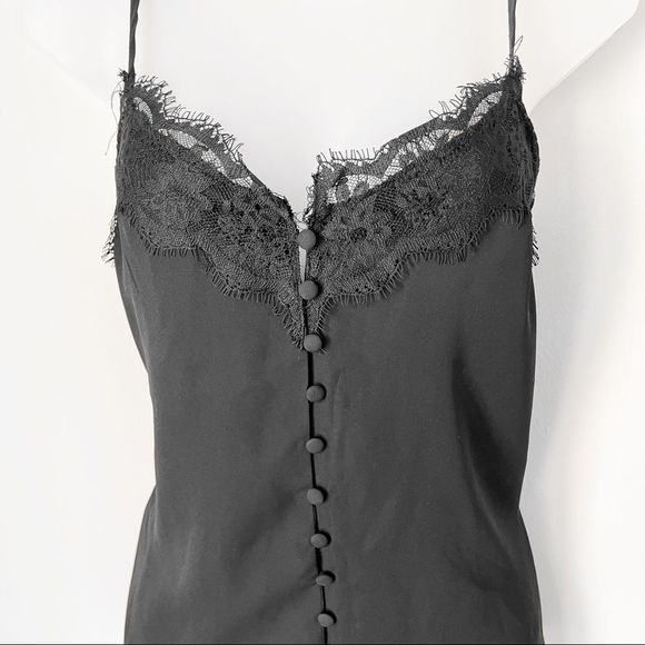 FOREVER 21 | Black Lace Cami Tank with Buttons - Picture 2 of 7